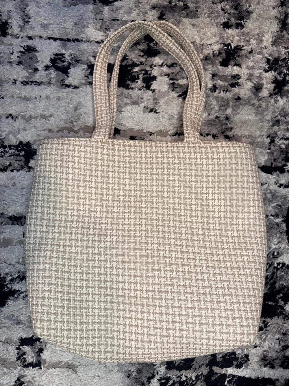 Beige Woven Tote Bag